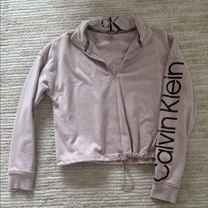 Calvin Klein Mauve Cropped Quarter-Zip Pullover
